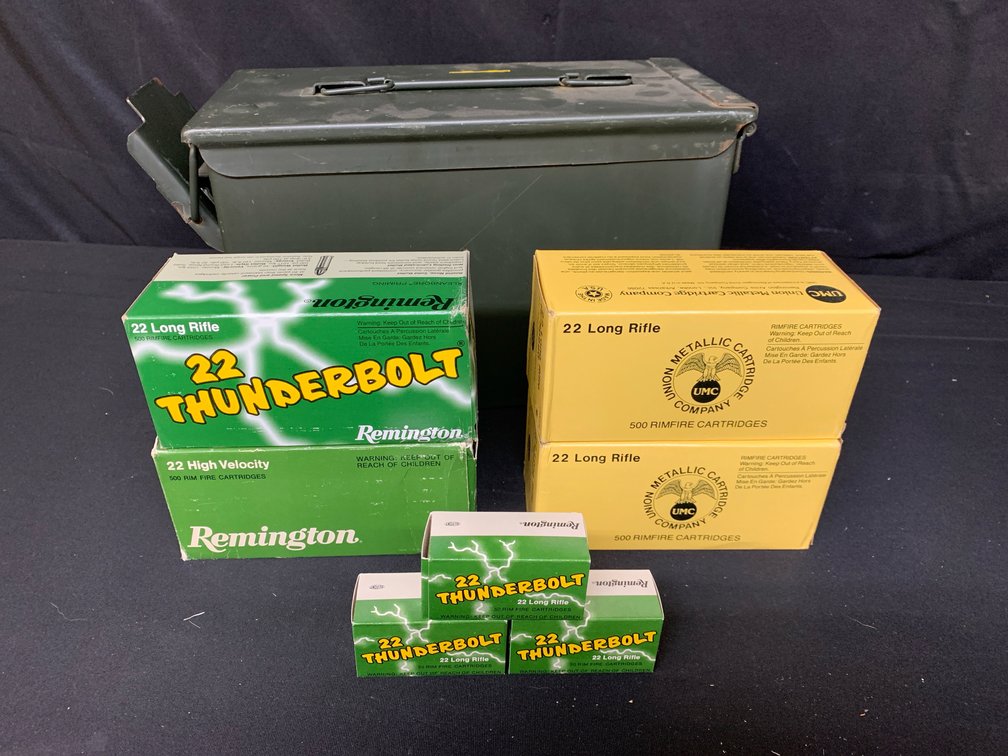 Remington and UMC .22 Long Rifle Ammunition with Ammo Can