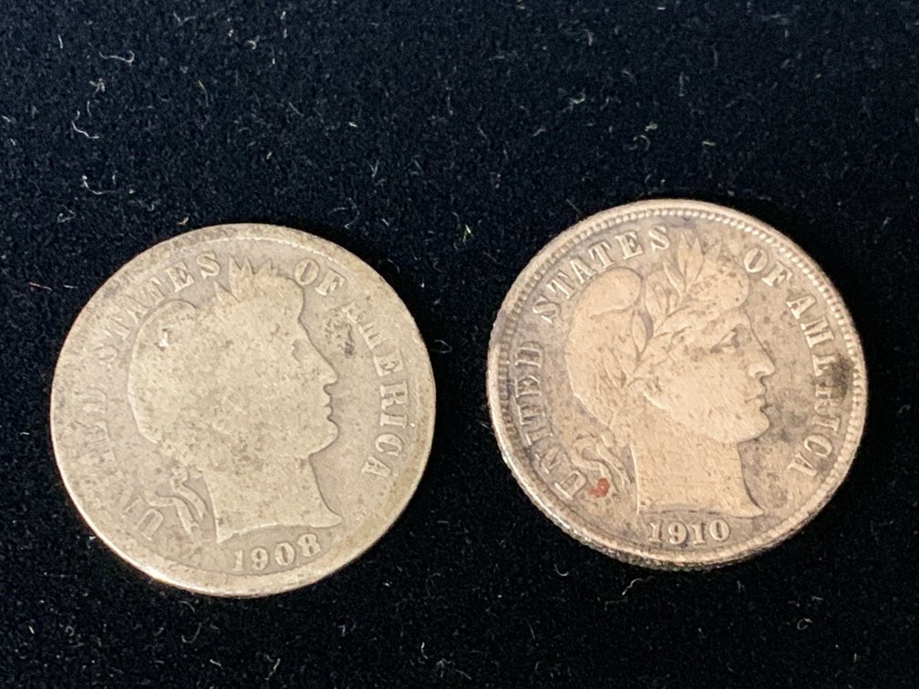 United States Barber Dimes, 1908 and 1910-D