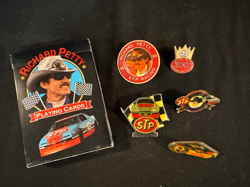 Richard Petty STP Playing Cards and Lapel Pins