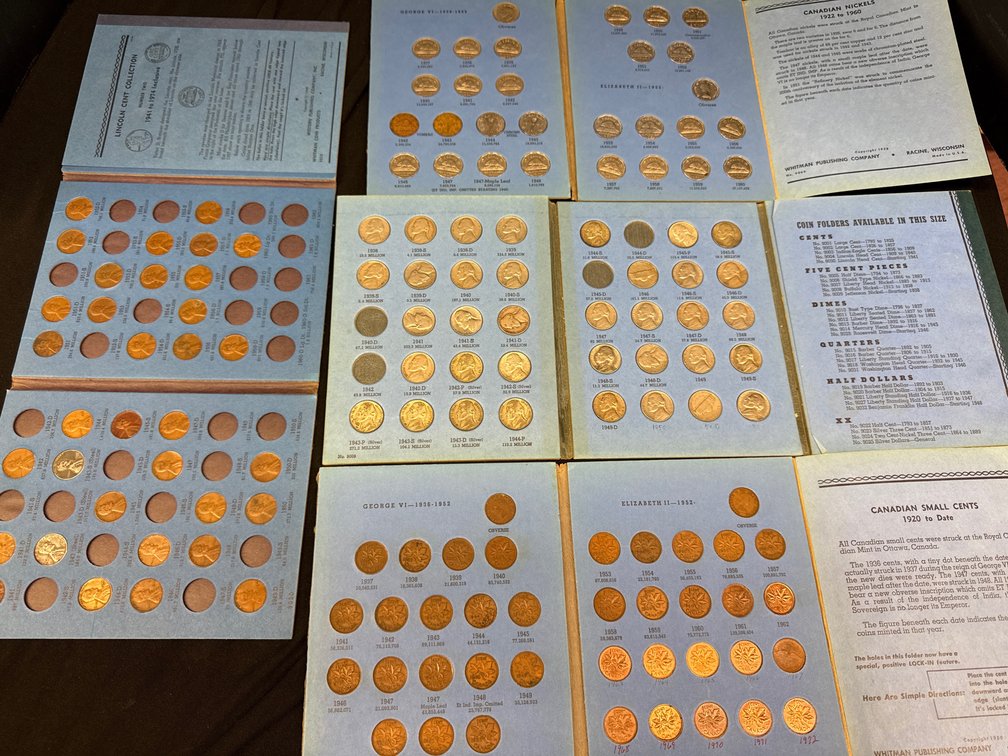Whitman Coin Folders with US and Canadian Coins