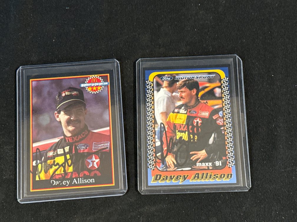 Signed Davey Allison NASCAR Race Cards