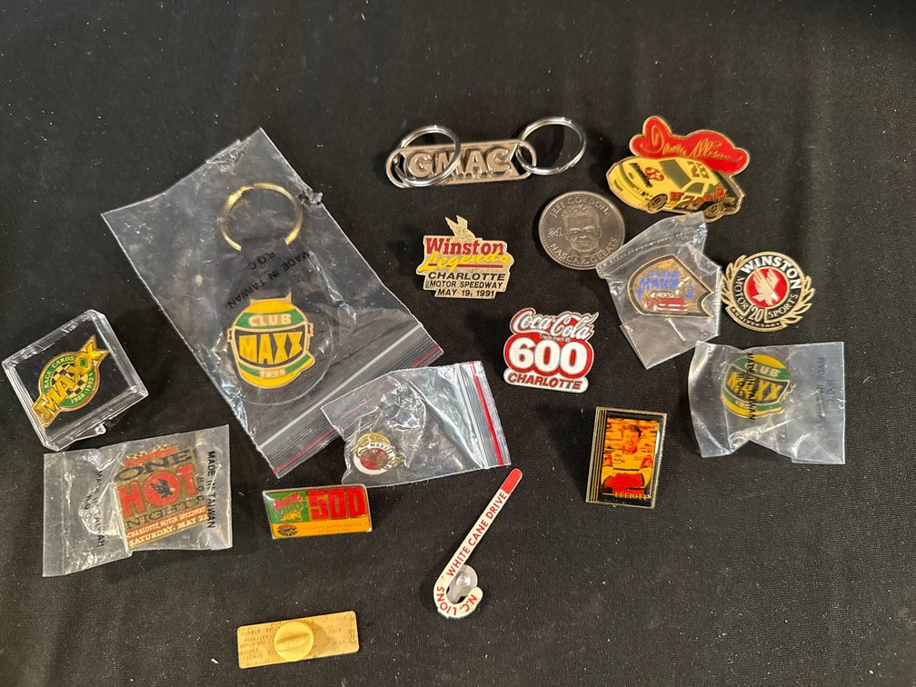 Racing Lapel Pins, Keychains, and Commemorative Coin