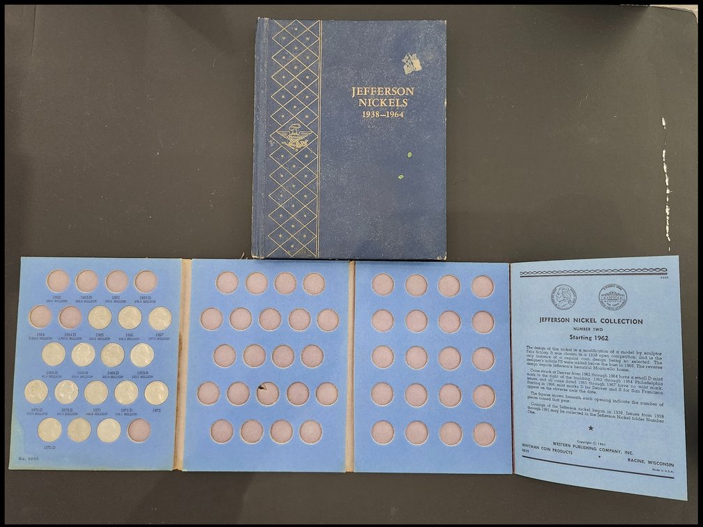 Whitman Jefferson Nickel Coin Album and Folder with Coins