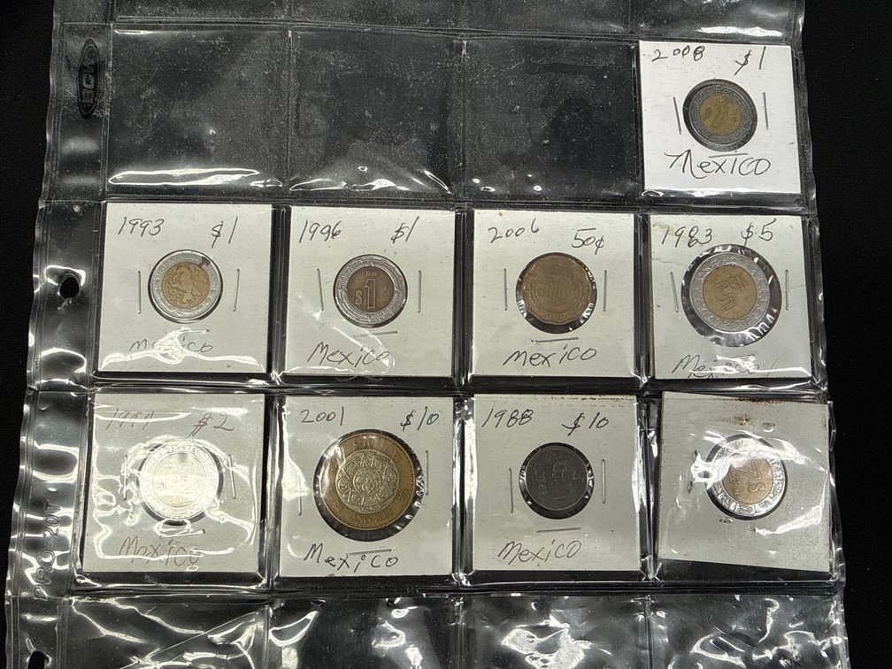 Mexican Circulation Coins in 2x2 Flips and Binder Sleeve