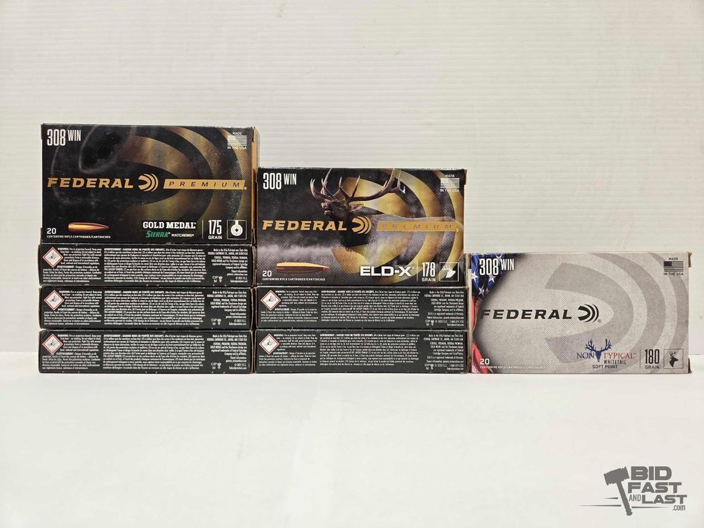 Approx: (160) Rounds Federal 308 Win Ammunition, Gold Medal, ELD-X, Non-Typical