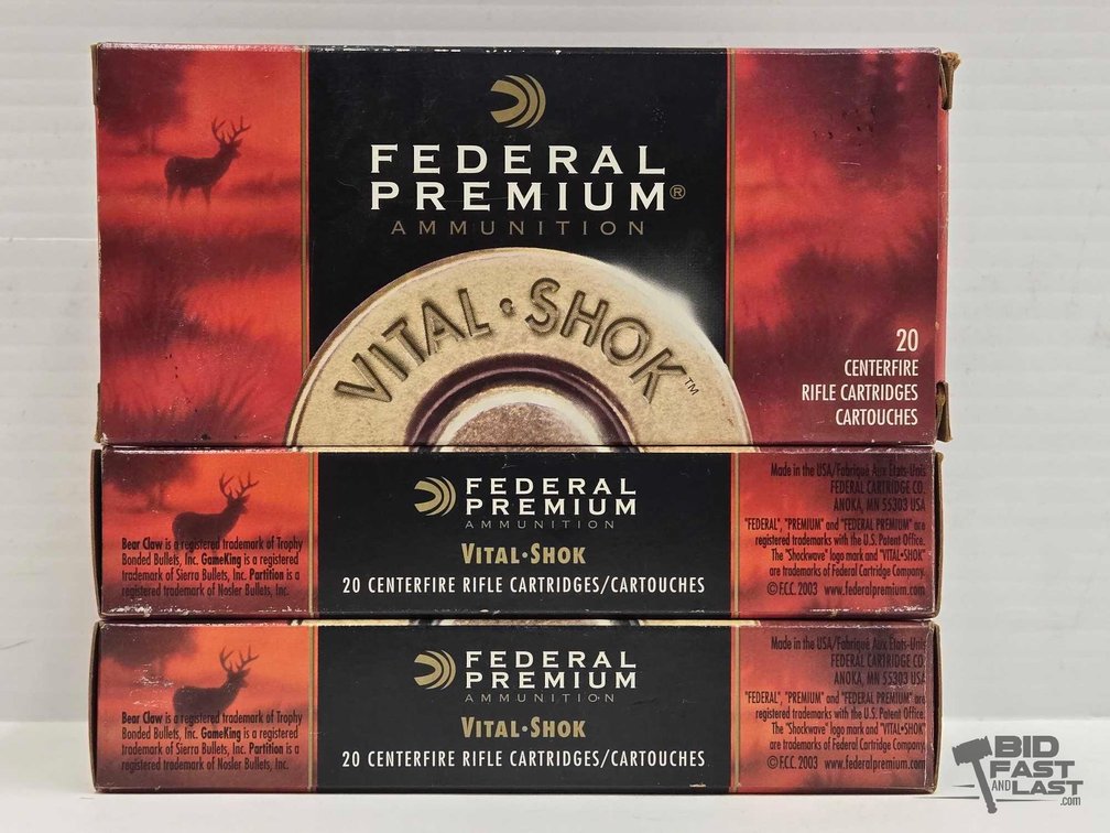 Approx: (60) Rounds Federal Premium Vital-Shok Centerfire Rifle Ammunition