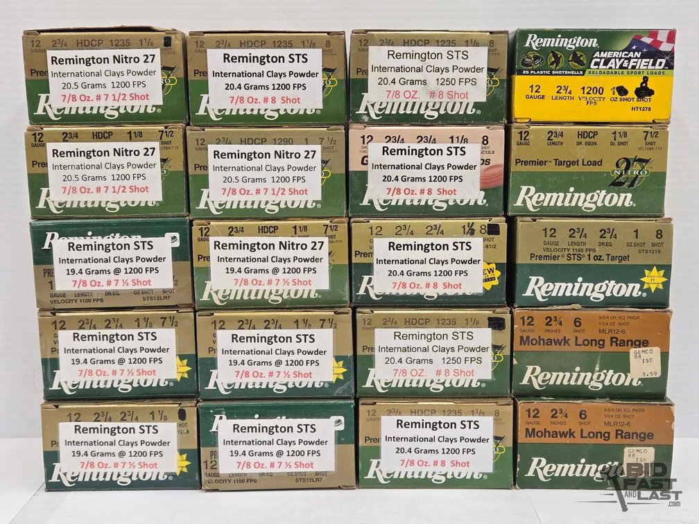 Approx: (500) Rounds Remington 12 Gauge Shotgun Shells, 20 Boxes