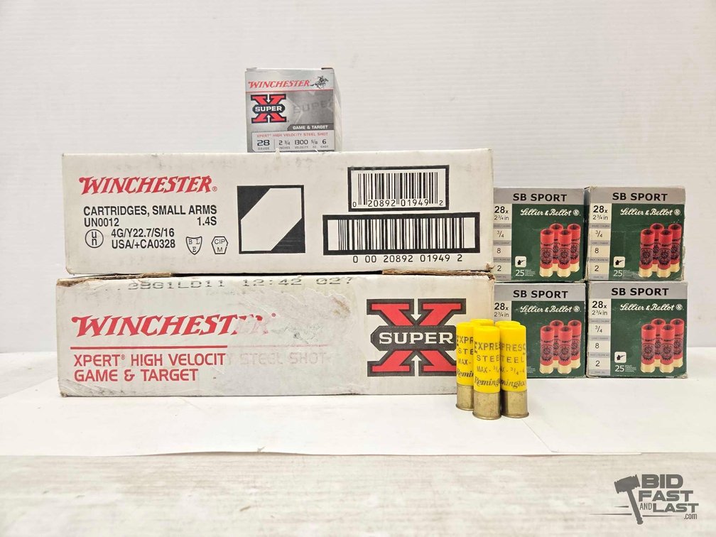 Boxes of 28-Gauge and Loose 20-Gauge Shotgun Ammunition
