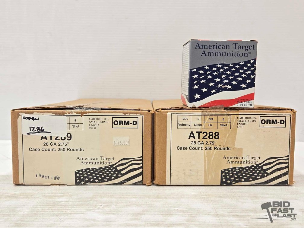 Approx: (500) Rounds American Target Ammunition 28 GA 2.75" Shotshells - Two Cases Plus Retail Box