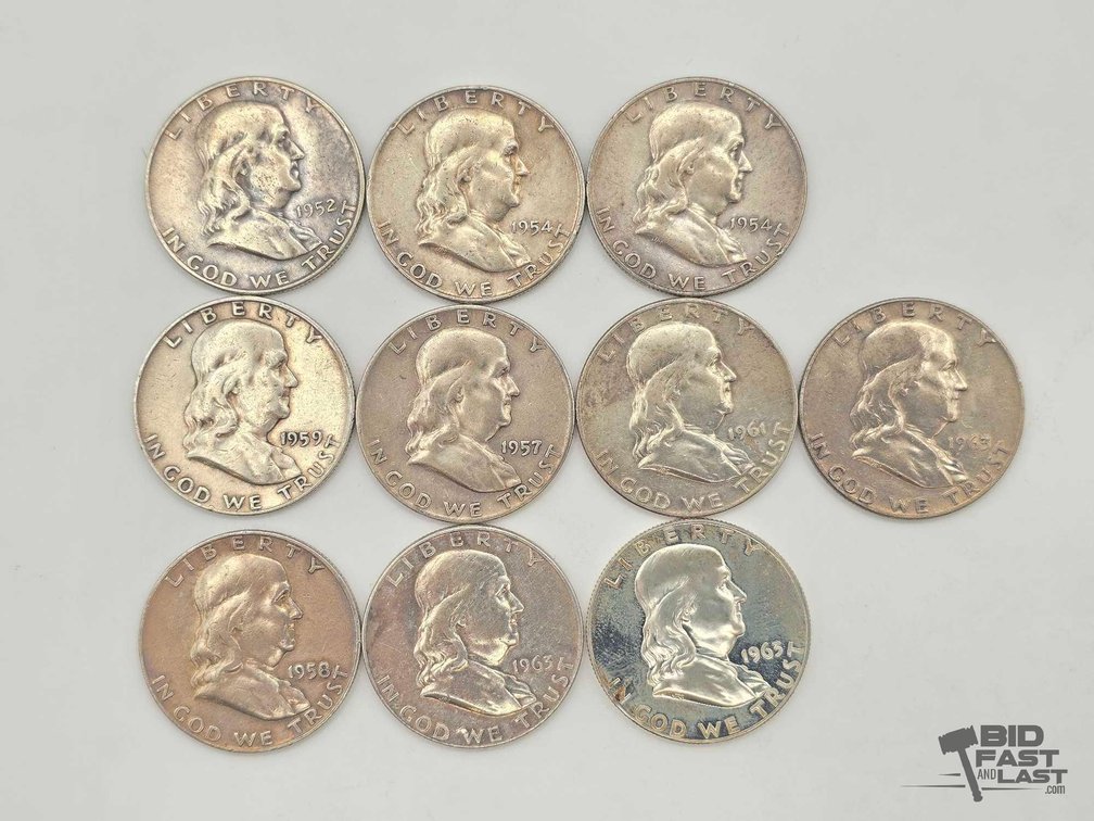 (10) 1952-1963 Franklin Half Dollars