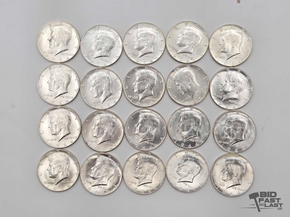 (20) 1964 Kennedy Half Dollars