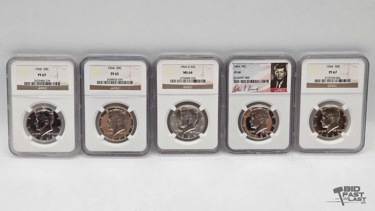 (5) Kennedy Half Dollars
