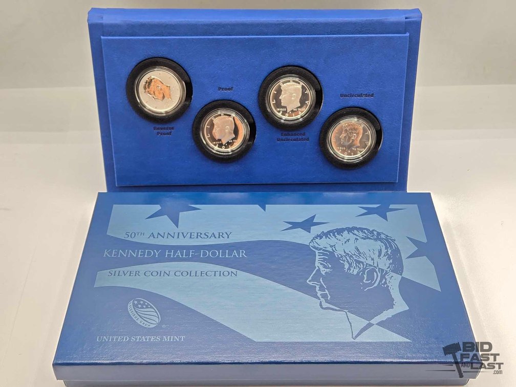 (4) 50th Anniversary Kennedy Half-Dollar Silver Coin Collection