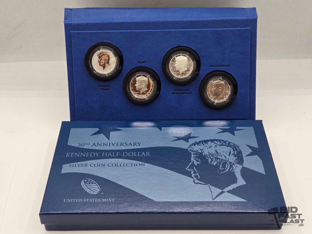 (4) 50th Anniversary Kennedy Half-Dollar Silver Coin Collection