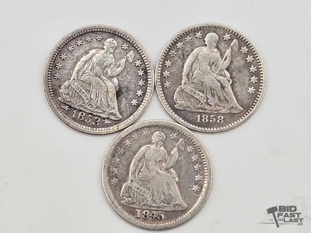(3) Seated Liberty Half Dimes