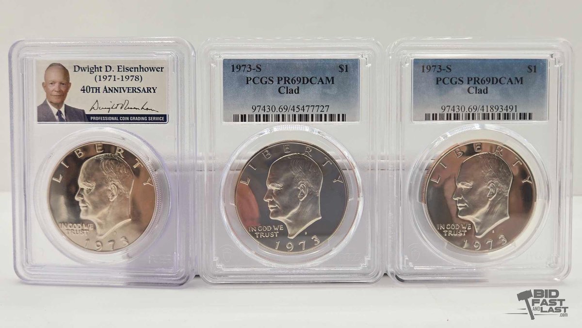 (3) 1973-S Eisenhower Dollars