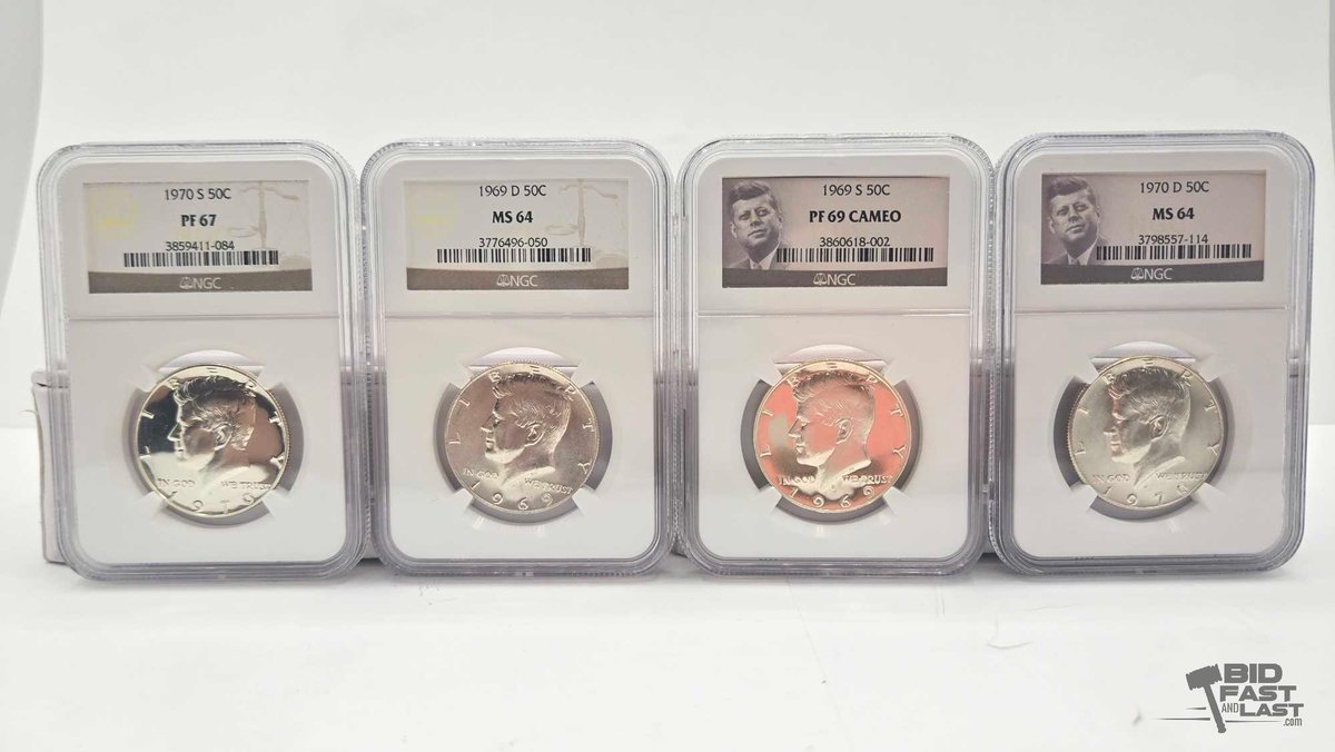 (4) 1969-1970 Kennedy Half Dollars