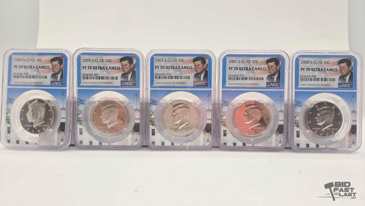 (5) 2000-2004 Kennedy Half Dollars