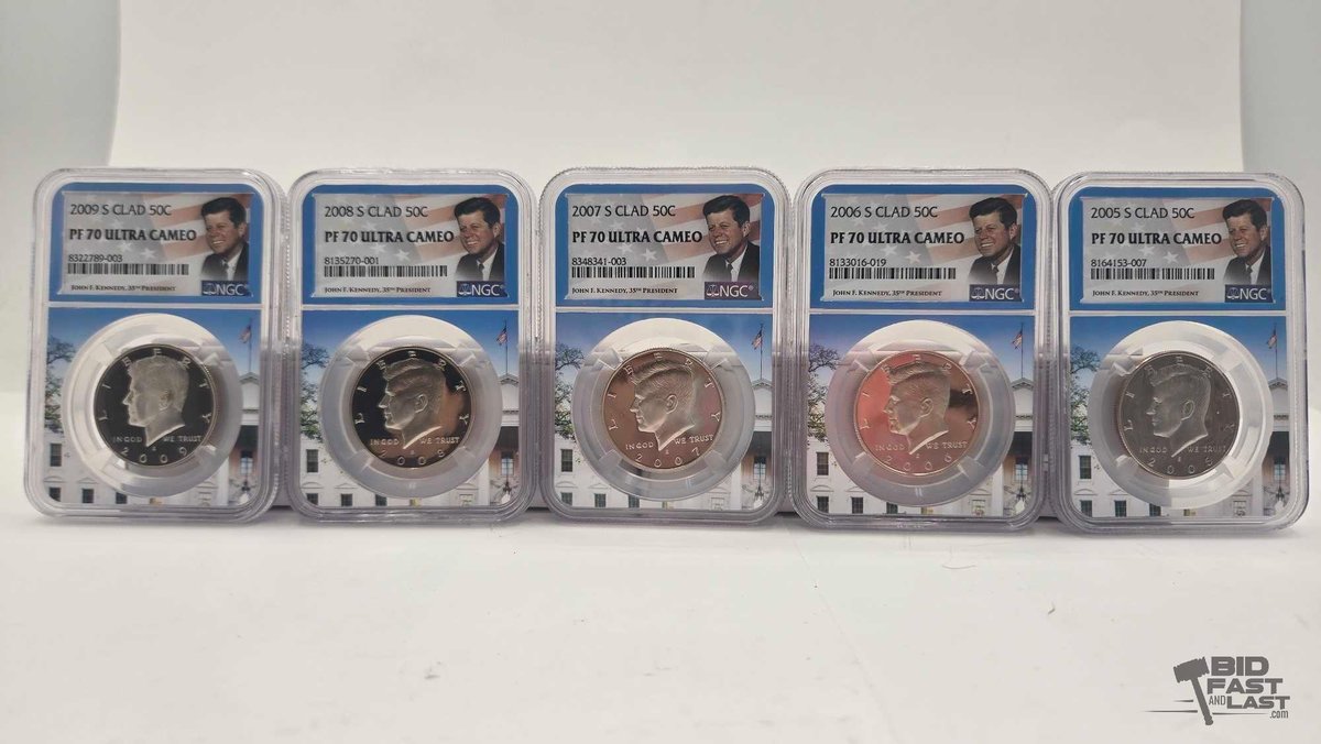 (5) 2005-2009 Kennedy Half Dollars