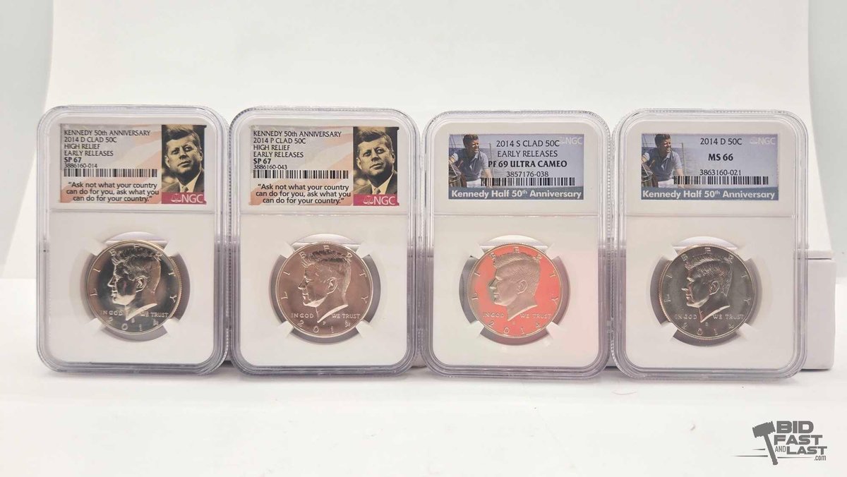 (4) 2014 Kennedy Half Dollars