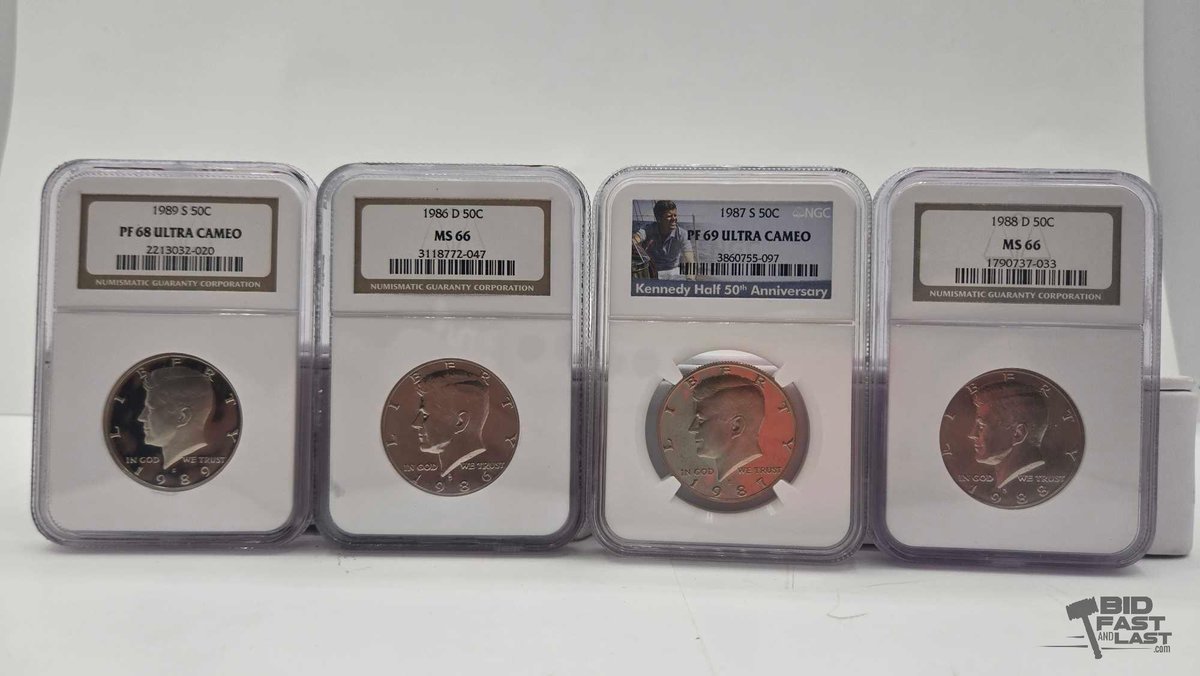 (4) 1986-1989 Kennedy Half Dollars