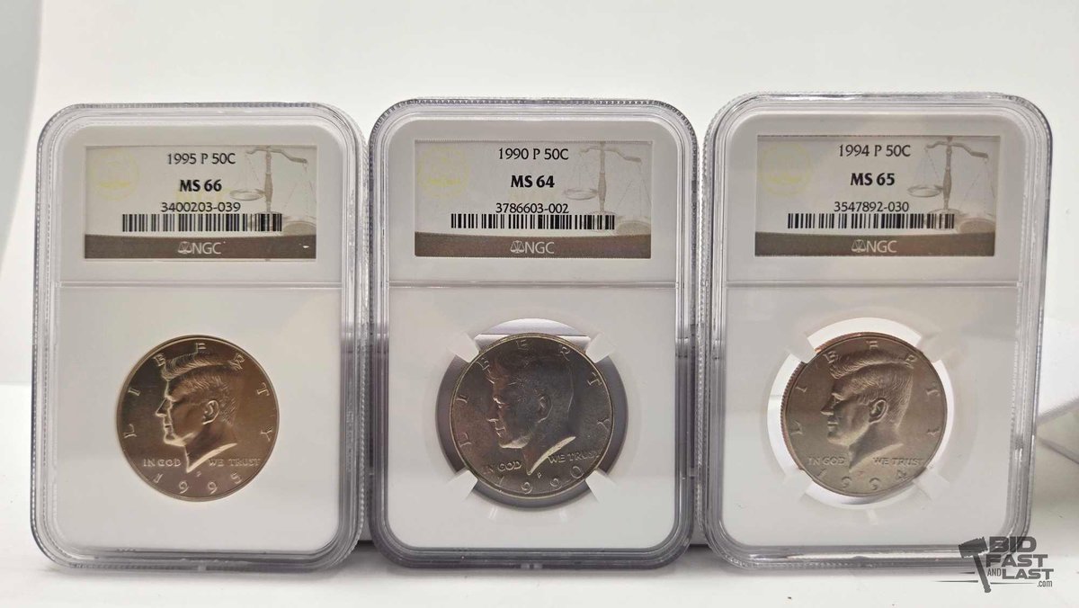 (3) 1990-1995 Kennedy Half Dollars
