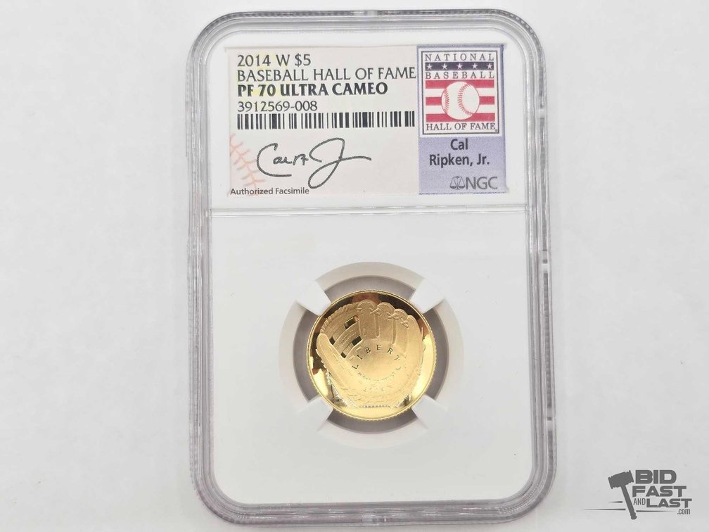 2014 $5 Gold National Baseball Hall Of Fame Coin