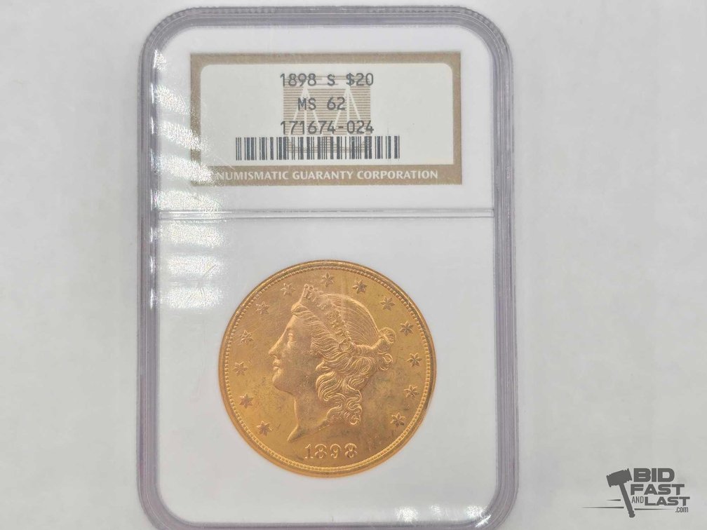 Graded 1898 Liberty Head Double Eagle $20 Gold Coin
