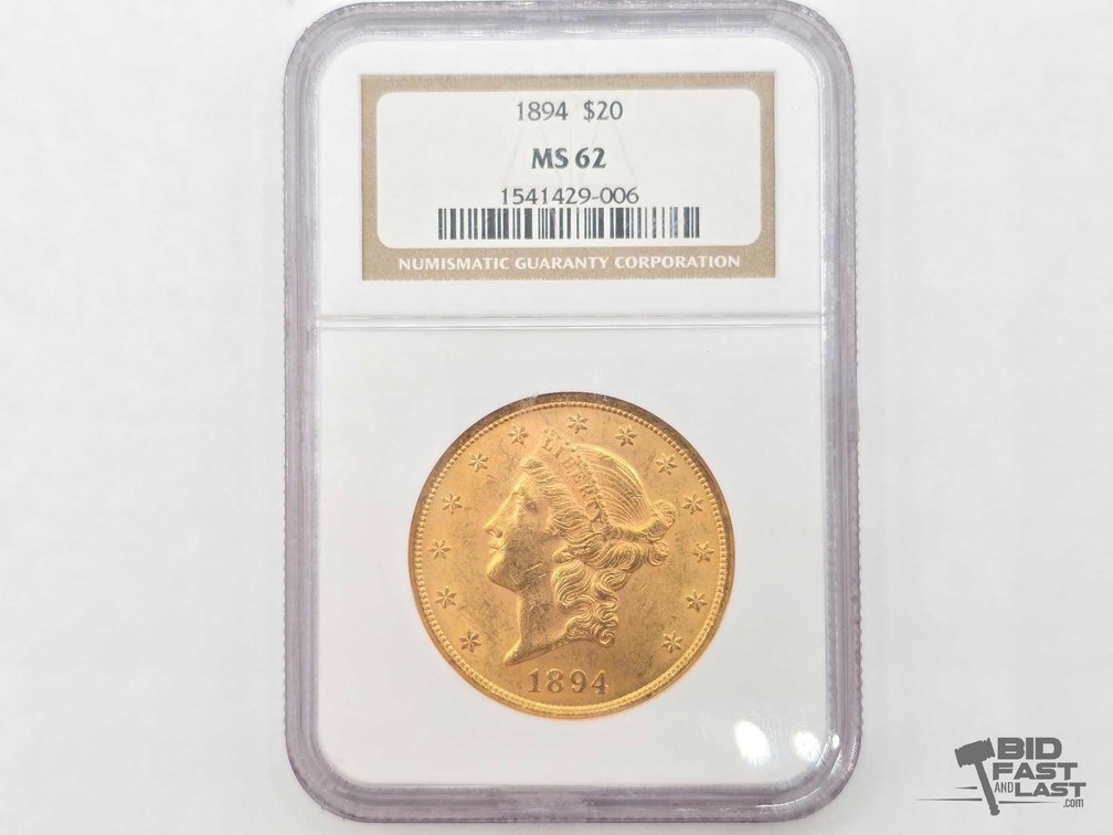 Graded 1894 Liberty Head Double Eagle $20 Gold Coin