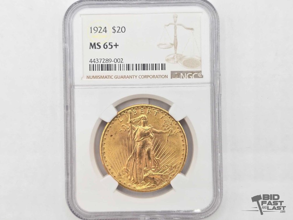 Graded 1924 Saint-Gaudens $20 Double Eagle Gold Coin