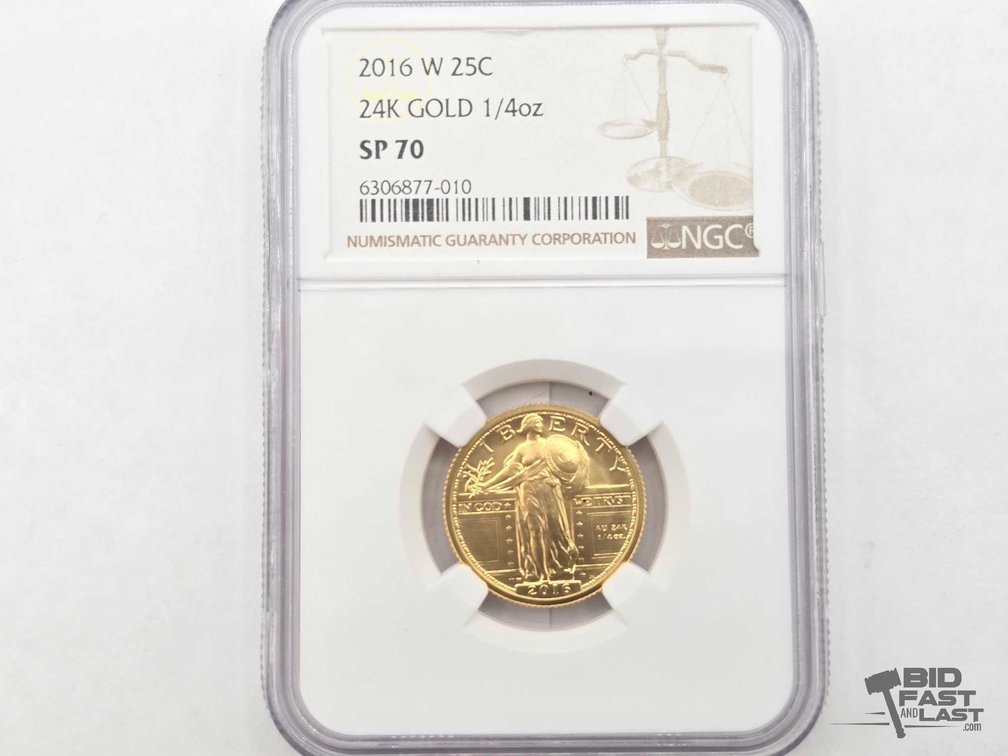 2016-W Standing Liberty 1/4 oz 24K Gold Coin, NGC SP 70 Label
