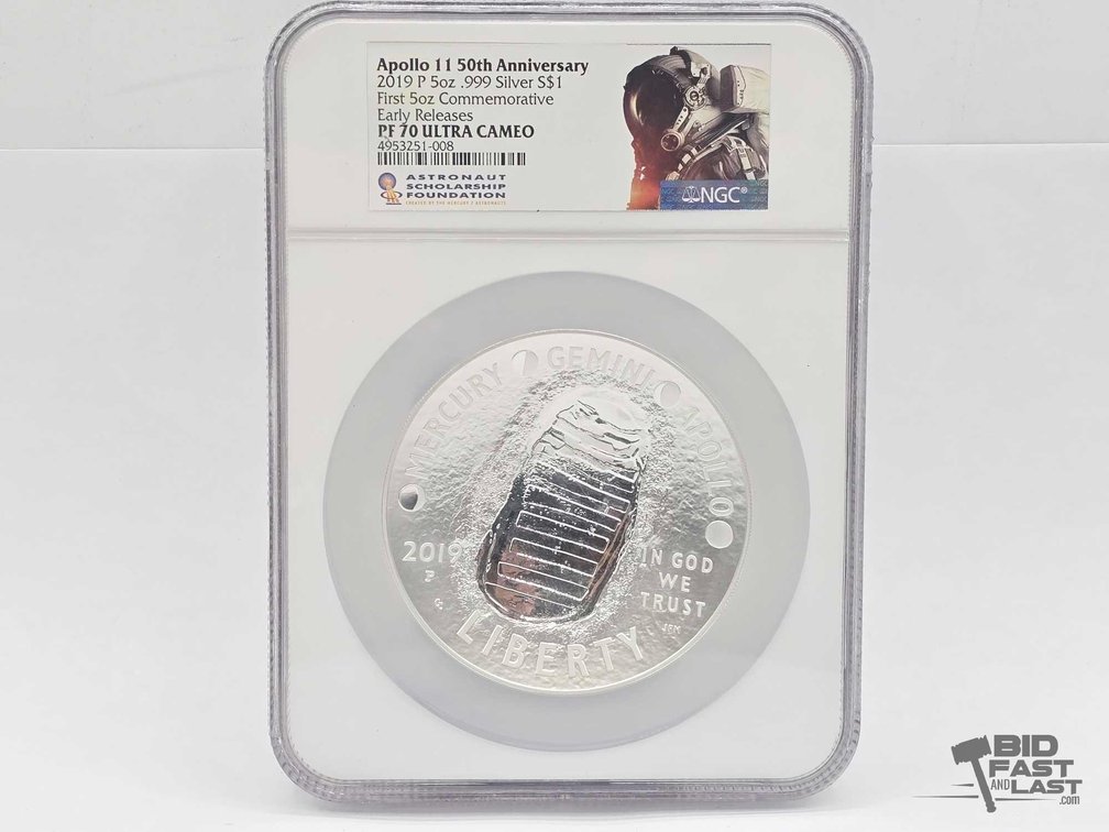 2019-P Apollo 11 50th Anniversary 5oz .999 Silver S$1 - NGC PF 70 Ultra Cameo