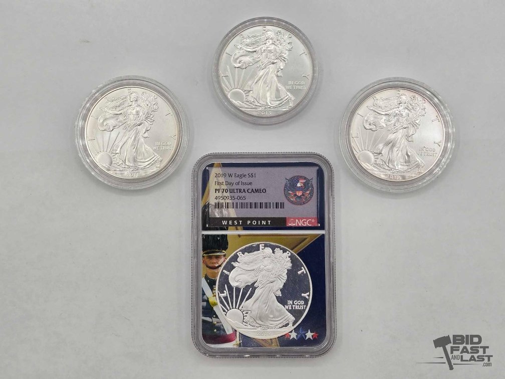 (4) 2011-2019 American Silver Eagle Dollars