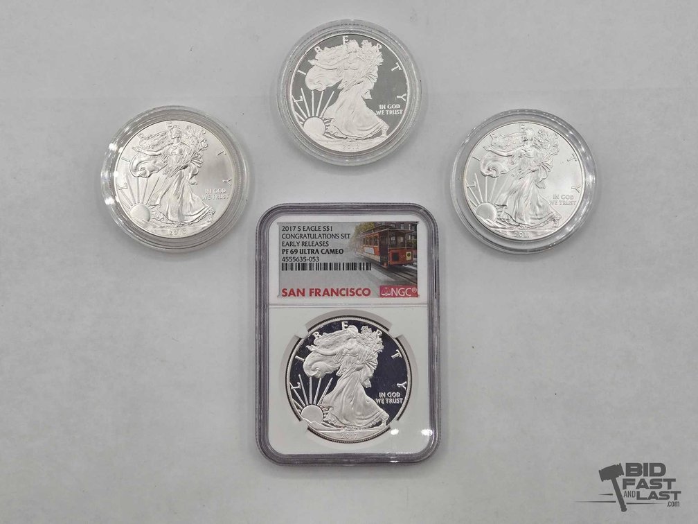 (4) 2011-2017 American Silver Eagle Dollars