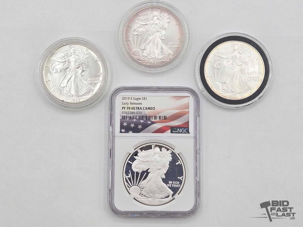 (4) 1988-2019 American Silver Eagle Dollars