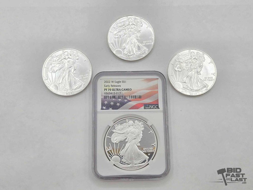 (4) 2013-2022 American Silver Eagle Dollars