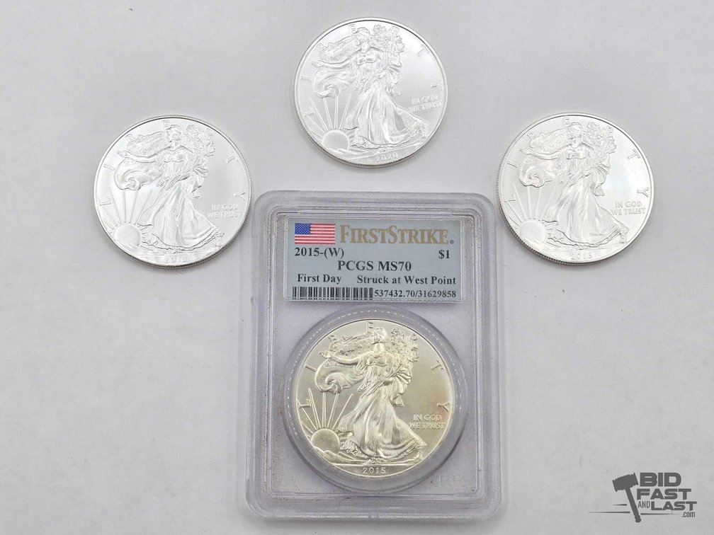 (4) 2013-2020 American Silver Eagle Dollars