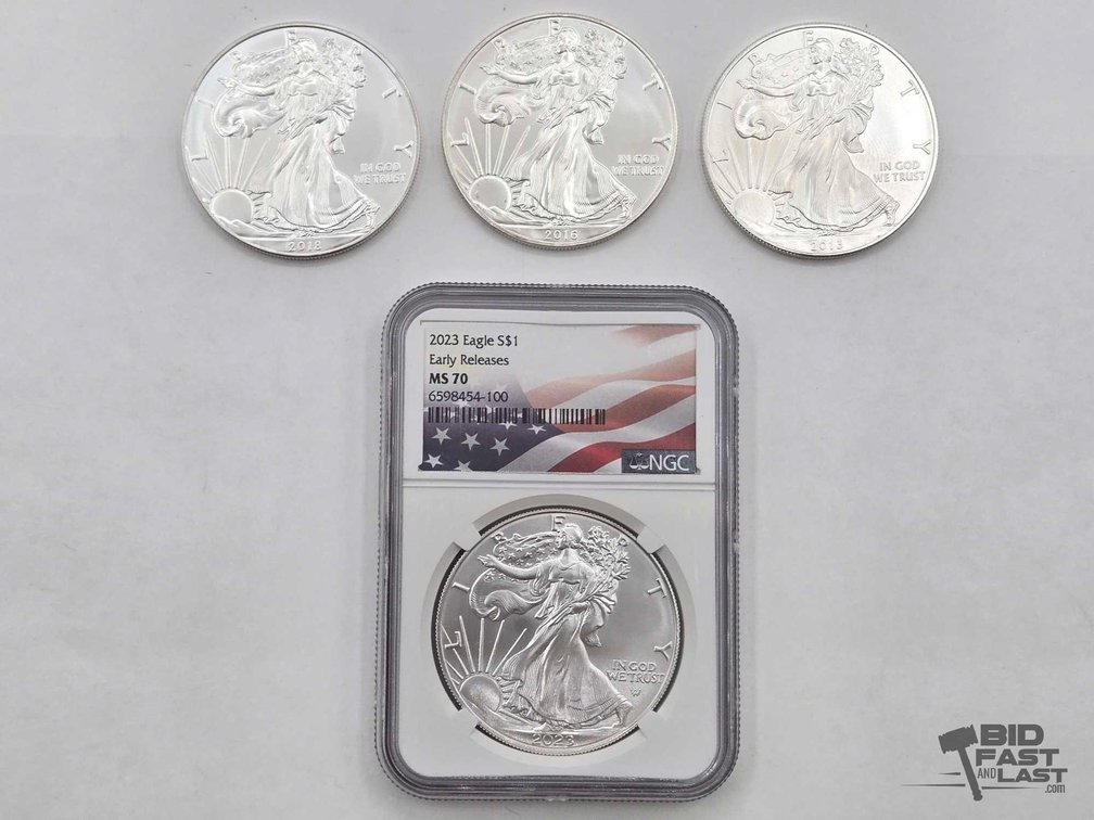 (4) 2013-2023 American Silver Eagle Dollars