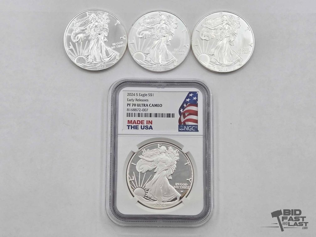 (4) 2013-2024 American Silver Eagle Dollars