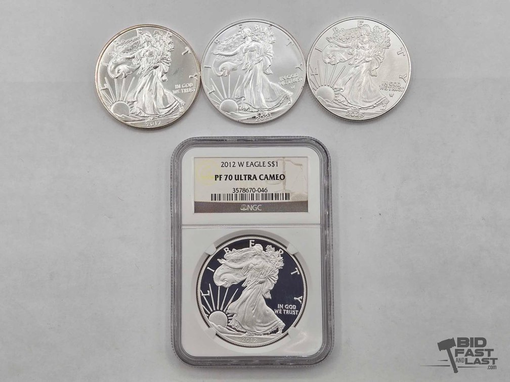 (4) 2012-2025 American Silver Eagle Dollars