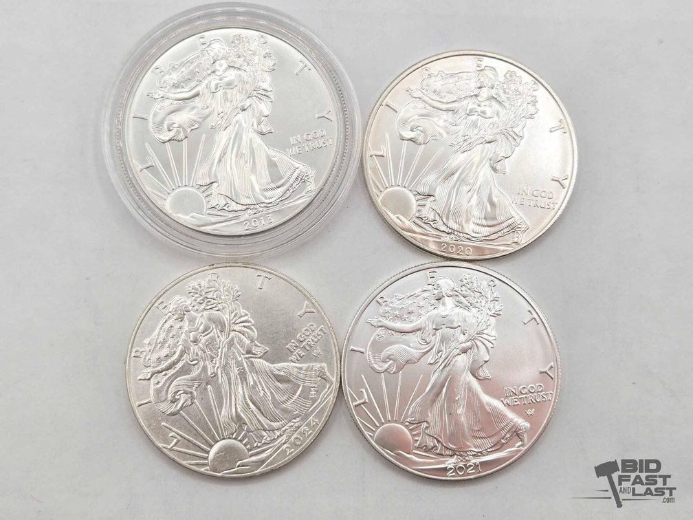 (4) 2013-2024 American Silver Eagle Dollars