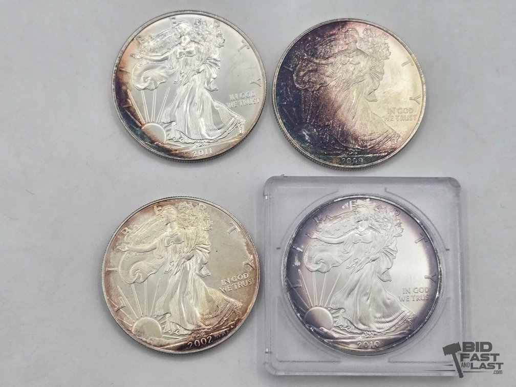 (4) 2002-2011 American Silver Eagle Dollars