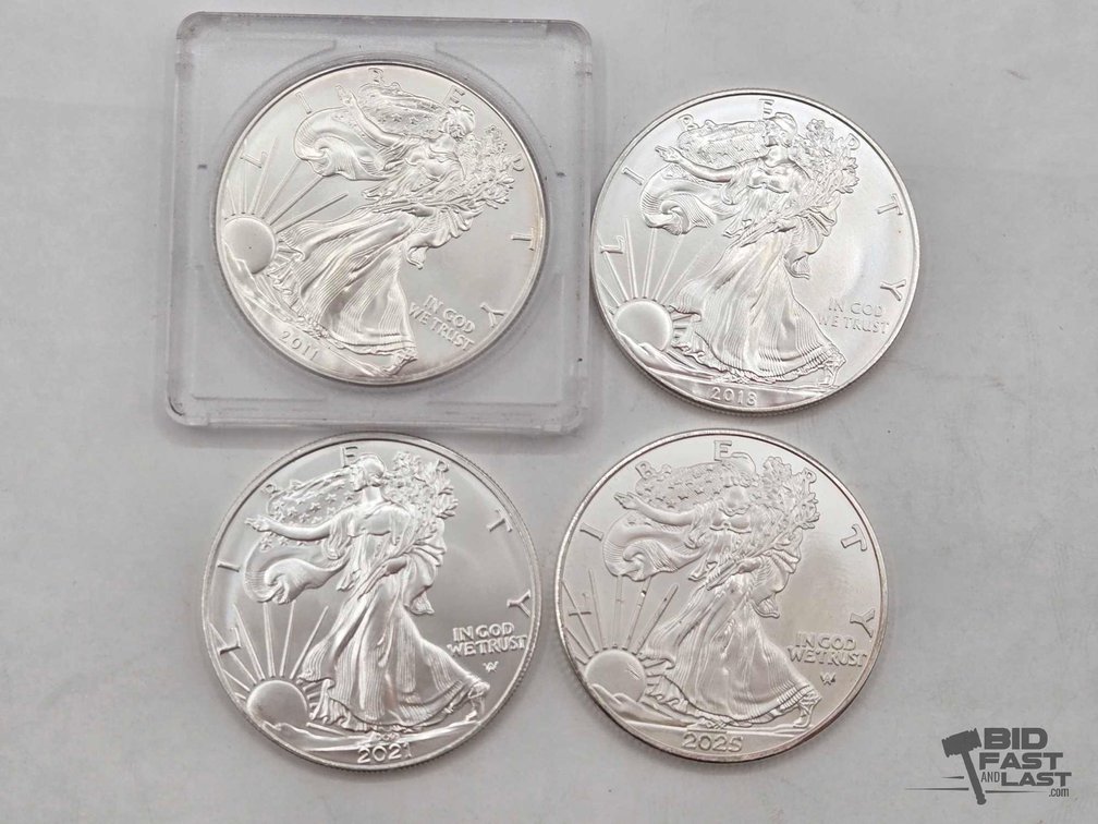 (4) 2011-2025 American Silver Eagle Dollars