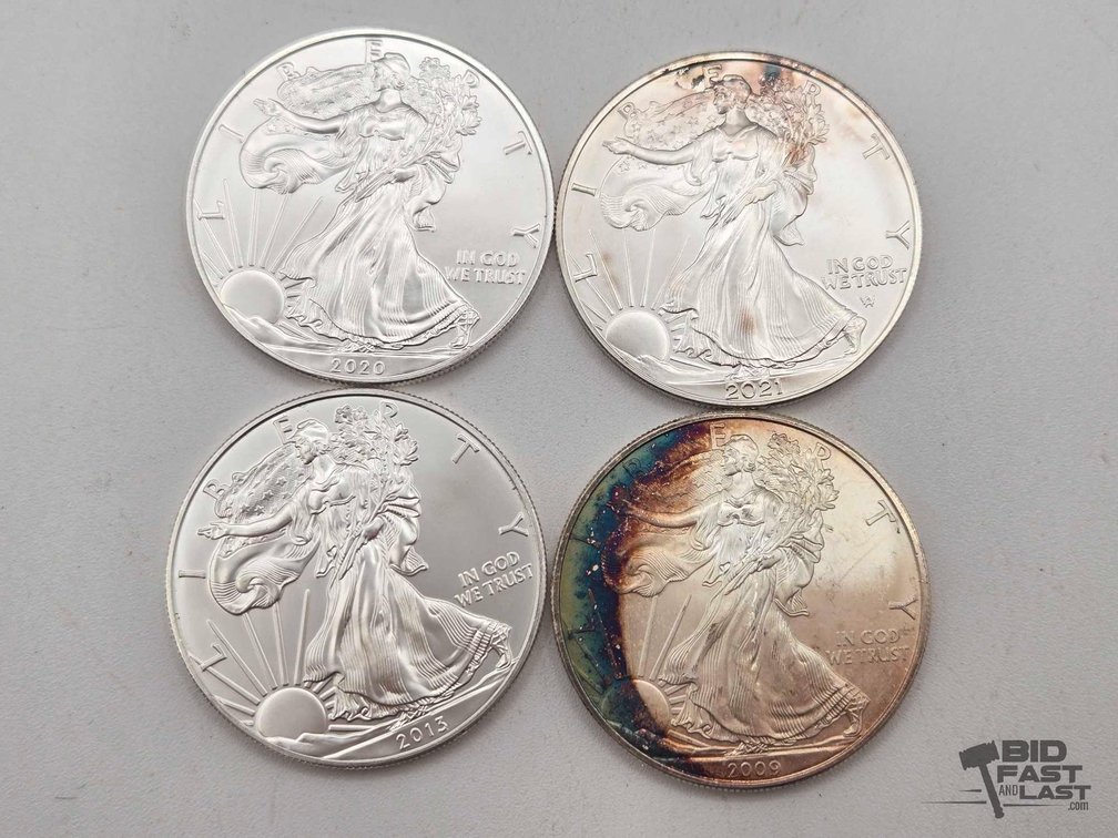 (4) 2009-2021 American Silver Eagles .999 4ozt Silver