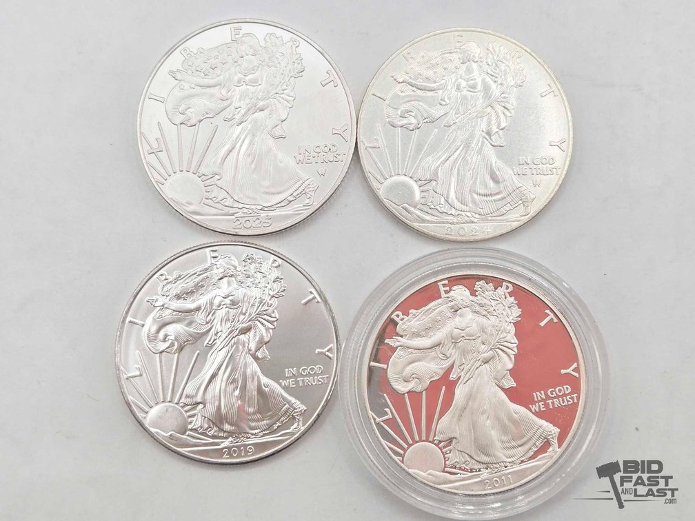 (4) 2011-2025 American Silver Eagle Dollars