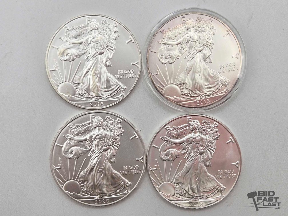 (4) 2013-2020 American Silver Eagles .999 4ozt Silver