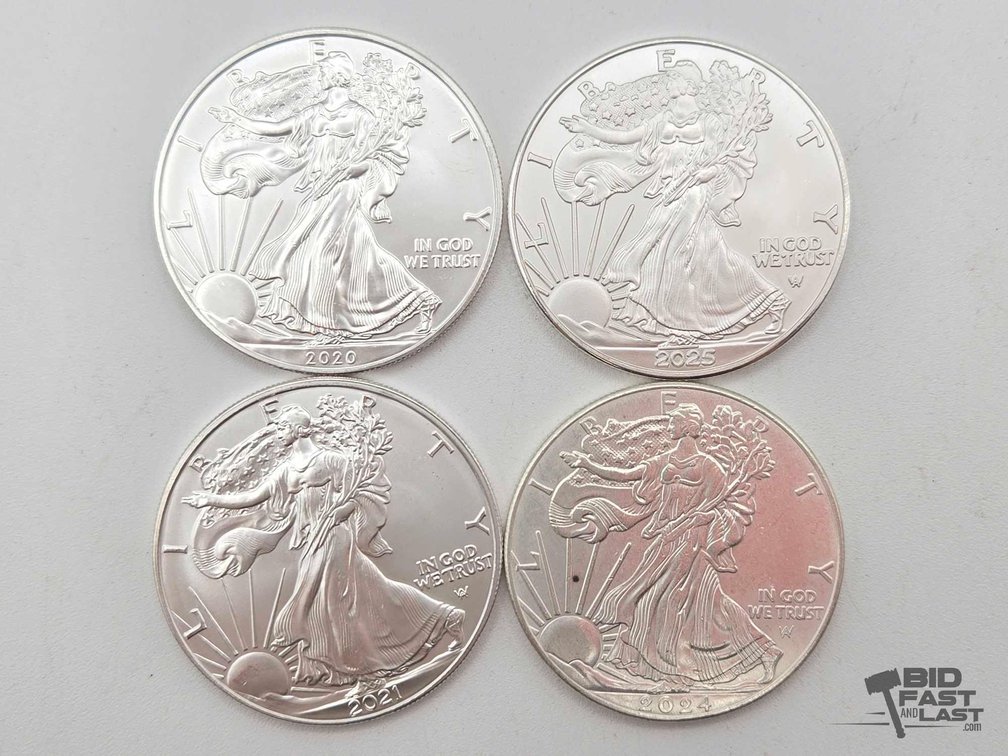 (4) 2020-2025 American Silver Eagles .999 4ozt Silver