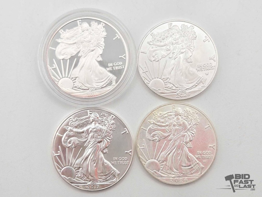(4) 2011-2025 American Silver Eagles .999 4ozt Silver