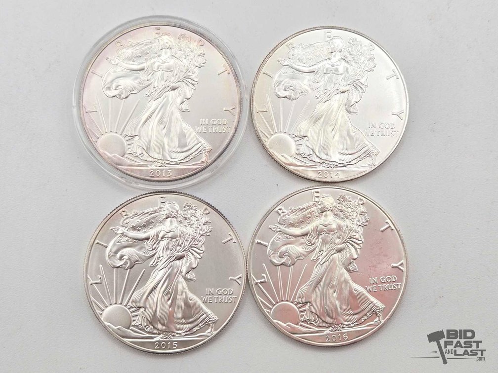 (4) 2013-2016 American Silver Eagles .999 4ozt Silver