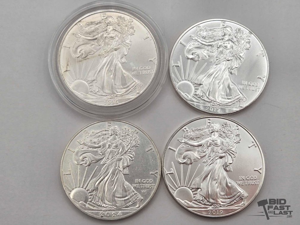 (4) 1996-2024 American Silver Eagles .999 4ozt Silver